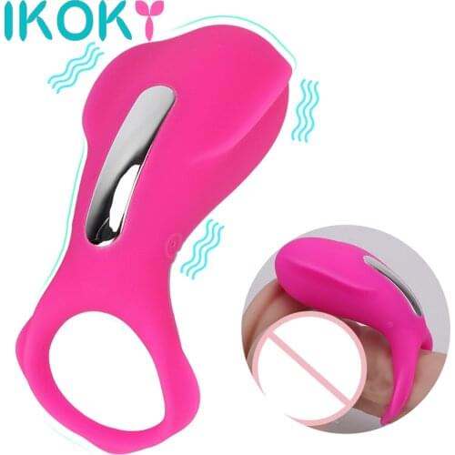 IKOKY Cock Rings Vibrator Clitoris Stimulator Sex Shop Prostate Massager Sex Toys for Men Penis Vibration Ring Nipple Vibrator