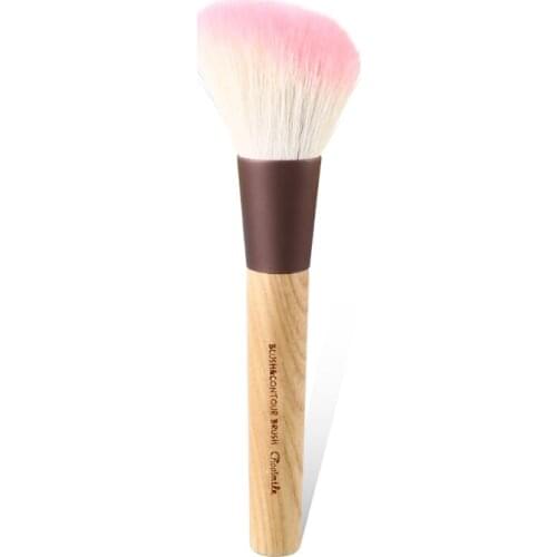 High-quality Wool Blush Contour Brush Cosmetic Beauty Blending Brush for Makeup Soft Facial Foundation Powder Wood Log Handle
