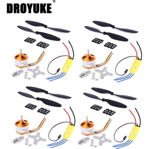 Factory Outlet4set/lot A2212 1000KV Brushless Outrunner Motor +30A ESC+1045 Propeller Quad-Rotor Set for RC Aircraft Multicopter