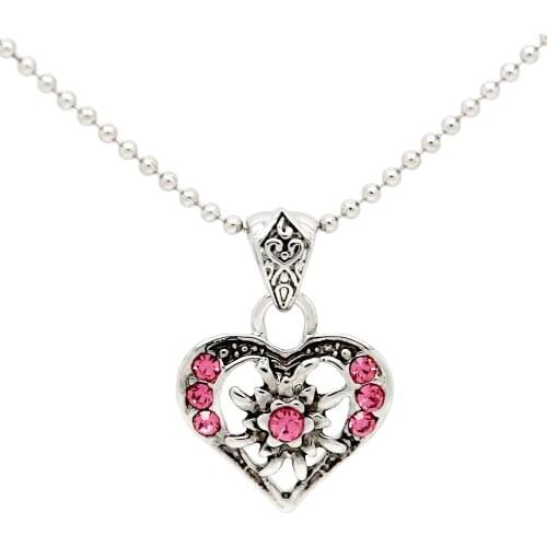 Legenstar 2017 Wholesale Pink Rhinestone Hollow Flower Heart Pendant Necklace German Jewelry