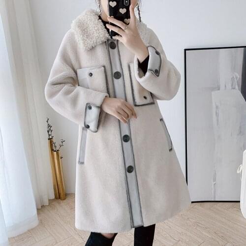 Coat Real Soft Fur Wool Fur Jacket Korean Simple Jackets for Women 2020 Women Coats Sheep Shearing Coat Manteau Femme Zjt654
