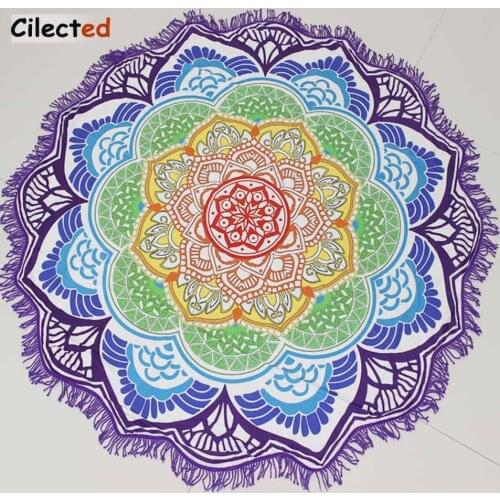 Cilected Mandola Beach Towel Tapestry Tassel Circle Lotus Shawl Living Room Bedroom Sitting Blanket Yoga Mat Beach Towel 150*150