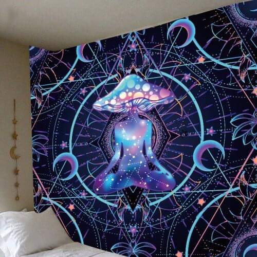 Psychedelic dream chaser Moon Feather tapestry Hippie Meditation Mandala Wall Fabric Carpet Ceiling room decoration