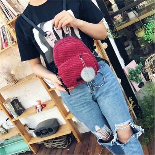 High student backpack Soft Fabric Backpack Female Corduroy Design School Backpack For Teenage Girls Striped Backpack Women
