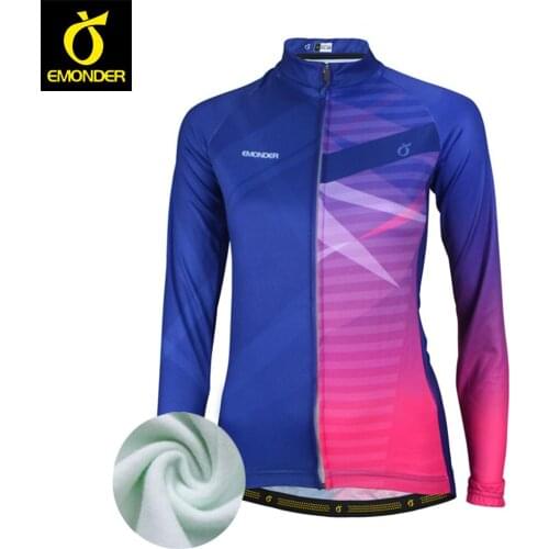 Winter Cycling Jersey Women Emonder Thermal Fleece Long Sleeve Windproof MTB Bike Jersey Racing Sport Bicycle winter clothes