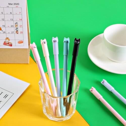 0.5mm Korean Creative Stationery Cute Cat Gel Pen Student with Full Syringe Black Pen Student Stationery