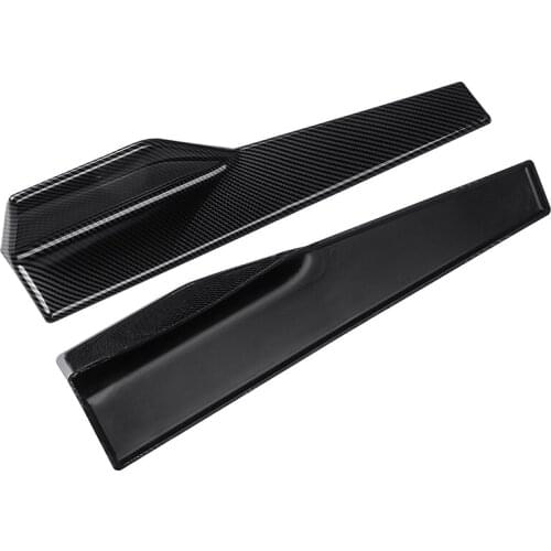 2pcs 45cm Carbon Fiber Car Side Skirt Spoiler Rocker Splitter Anti-scratch Winglet Diffuser Look Bumper Lip Body Side Skirt