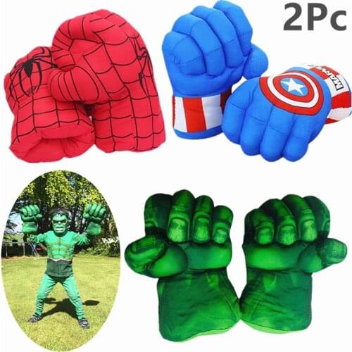 2PC Kid avenger Endgam Incredibl Superhero Figure Spider ma/Hulks toys boxing Gloves boy Halloween gift Hulk Gloves