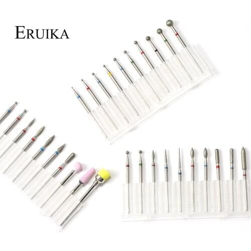 ERUIKA Diamond Nail Bits Electric Polishing Ceramic Nail Drill Bit Set Milling Cutter Cuticle Clean Manicure Pedicure File Tools