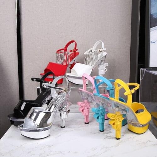 HOKSVZY Platform Crystal Shoes Wedge Sandals Womens Summer Waterproof Platform Non-slip Sexy Wedding Shoes LFD