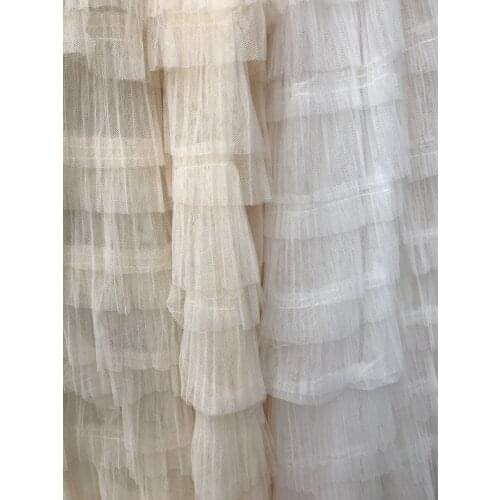 Exquisite Ivory Layers Mesh Lace Fabric 51.2" Wide Tulle Ruffles Fabric Linen Textile Bridal Dress Fabric Sewing Patchwork