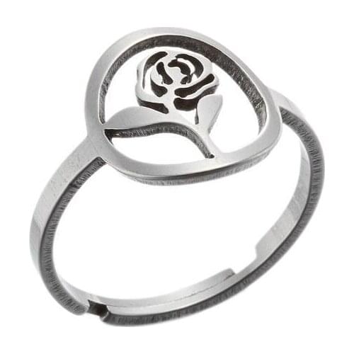 Rose Flower Deer Resizable Rings Moon Star Stainless Steel Fashion Friendship Jewelry Drop Shipping Party Christmas Gift