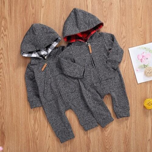 2020 New Baby Boys Girls Hoodie Jumpsuit Zipper Long Sleeve Creepers Bodysuit Romper Outfit with Pocket одежда для новорожденых