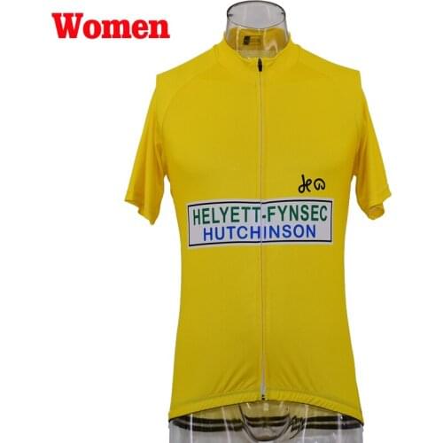 Hot yellow Women pro team Cycling Jersey Short Sleeve racing Classic retro cycling clothing Bicycle Clothes maillot ciclismo