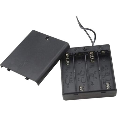 MasterFire 500pcs/lot 4 slots AA Battery Case Storage Box with 2.1x5.5mm DC Plug 4*AA Batteries Holder with Cover ON/OFF Switch