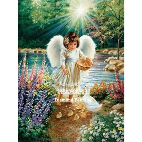 Angel Kids Farmhouse DIY Cross Stitch 11CT Embroidery Kits Needlework Craft Set Cotton Thread Printed Canvas Home Wholesale