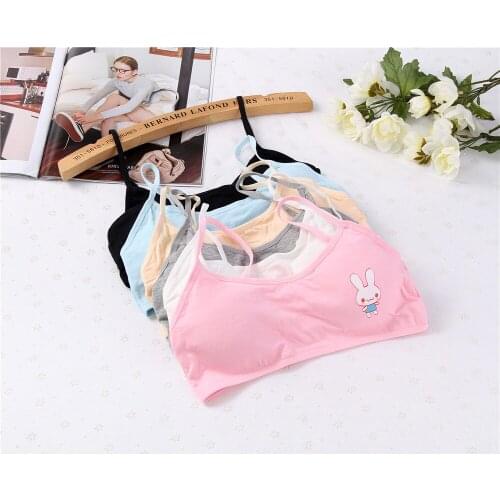 2019 Cute Rabbit Solid Cotton Girl Bra Underwear for Girl Children Bras Young Teenagers student Underwear Summer Bras
