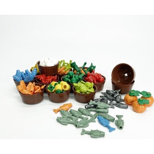 Assemble City Foods Series Cultivate Childrens Interest Fishes Toys For Children Educational Gifts Compatible Building Blocks