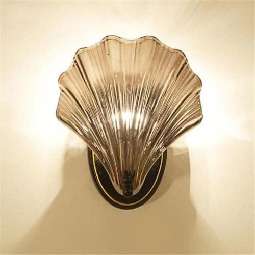 Modern Shell Wall Lamp Black Golden Bedroom Bedside Light Living Room Background Wall Aisle Lights Wall Fixture Decorative