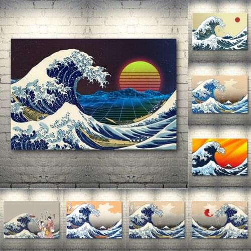 Vintage Aesthetics Famous Ocean Waves Canvas Paintings Wall Art Pictures for Living Room Home Artwork Indoor Hanging Decoration