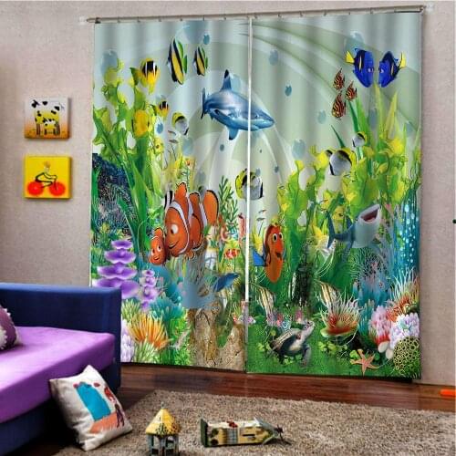 Window Treatments 3D Curtains Drape Underwater World Kids Room Curtains colorful Window Curtains For Living Room 3D
