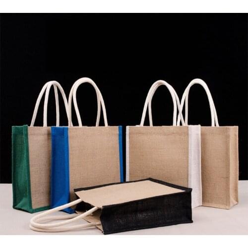 Women Jute Burlap Tote Bag Large Reusable Grocery Bags with Handles Swag Shopping Handbag Beach Travel Storage Organizer