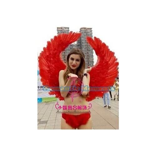 2017 new arrive red feather angel wings props catwalk show props festival Angel Feather wings Window props underwear cosplay