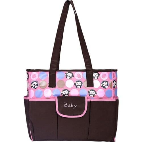 2021 Cartoon Monkey Handbags Printing Fashion Diaper Bag Multi-functional Large Capacity Mommy Bag Waterproof Shoulder Bag