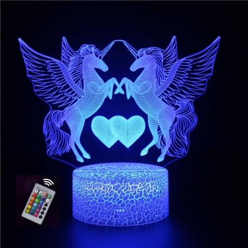 Unicorn 3D Illusion Lamp 7 Colour Changing Acrylic LED Night Light Bedside Lamp Room Decoration Home Toys Gifts Birthday Xmas