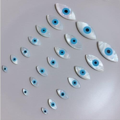 50pcs/lot Many size Choose Natural Marquise Blue Evil Eye Mother of Pearl shell for DIY Jewelry Marquise MOP Pearl Shell Beads