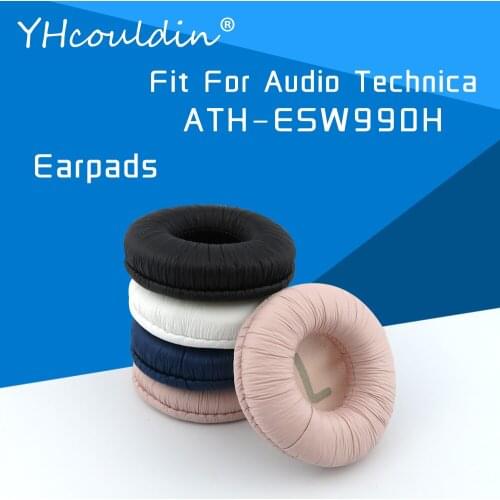 Earpads For Audio Technica ATH ESW990H ATH-ESW990H Headphone Accessaries Replacement Ear Cushions Wrinkled Leather Material