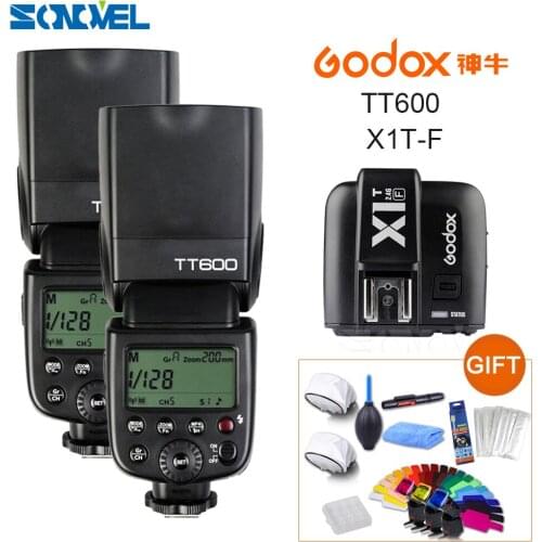 2*Godox TT600 2.4G Wireless Camera Flash Speedlite + X1T-F TTL 1/8000s 2.4G Wireless Trigger Transmitter for Fujifilm Fuji