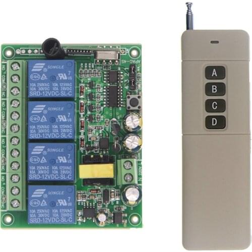 Wireless Remote Control Switch AC220v Four-Way Switch To Control Water Pump Motor Fan Horn And Solenoid Valve Switch Power Off