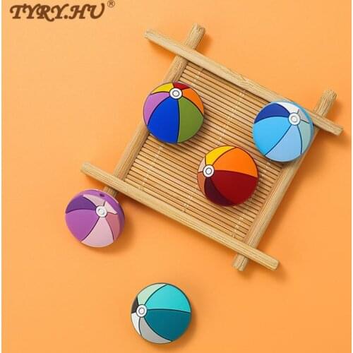 TYRY.HU 10pcs Cartoon Ball Silicone Teether Beads BPA Free Material for DIY Baby Pacifier Chain Food Grade Silicone Beads