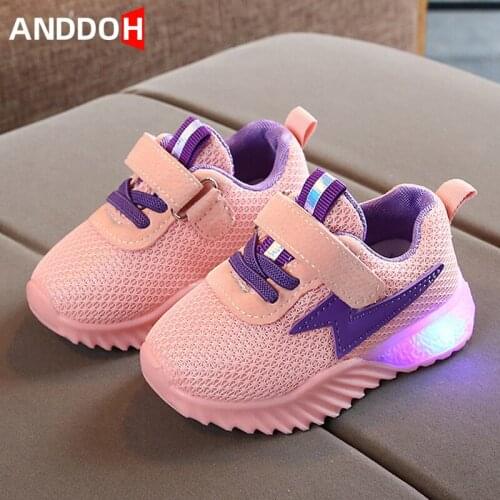 Size 21-30 Luminous Sneakers for Baby Led Light Up Shoes Children Breathable Glowing Casual Shoes Unisex Non-slip Light Sneakers