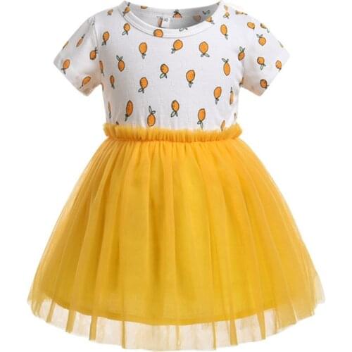 Baby Girls School Wear Casual Style Dresses Children Pear Cartoon Pattern Party Clothing Childrens Fashion Sweet Party Dresses