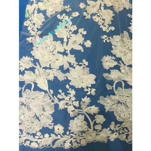Good quality fashion embroidery mesh tulle fabric african net lace fabric BZL-71710 for wedding dress in white color