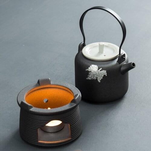 Stoneware candle heating base tea stove and teapot set Japanese household Kung Fu tea set warm teaware heat preservation stove