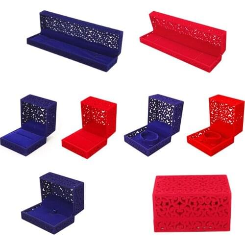 Kili Hollow Engagement Wedding Jewelry Box Holder Display Gift Pendants Box Red