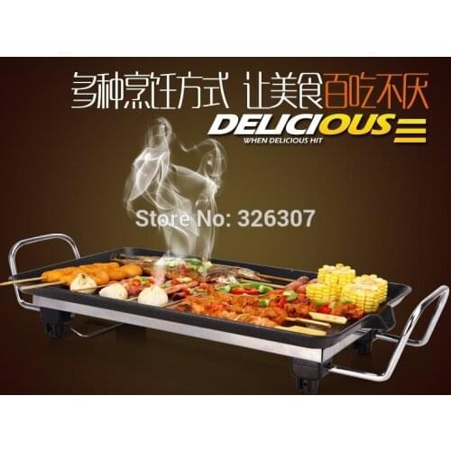 Korean household electric oven smoke-free barbecue electromechanical pan BBQ meat grill machine teppanyaki 48X28cm 3-7people