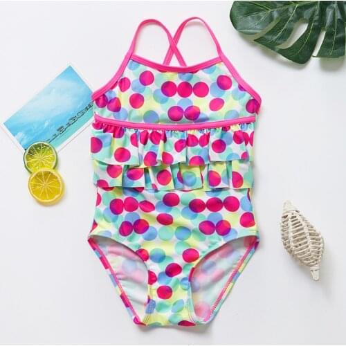 Girls Swimwear 3~10Year Girls Swimsuit One piece Children swimwear Lovely point Kids Beach wear-ST185
