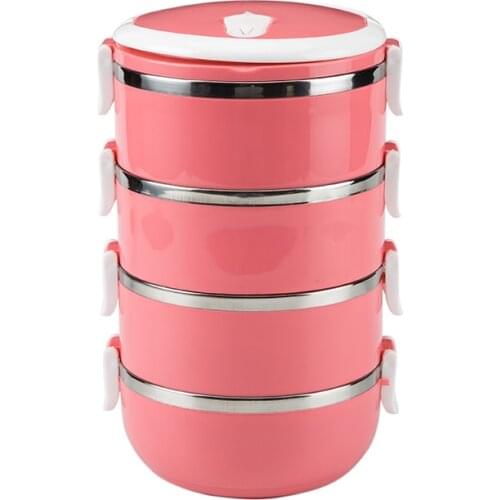 Stainless Steel Lunch Box 1/2/4 Layer Kid Handle Food Container Heat Retaining Thermal Insulation Bowl Portable Picnic Bento Box