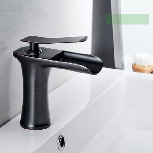 Bathroom Waterfall Faucet Brass Basin Faucet Mixer Tap Deck Mounted Basin Sink Mixer Tap