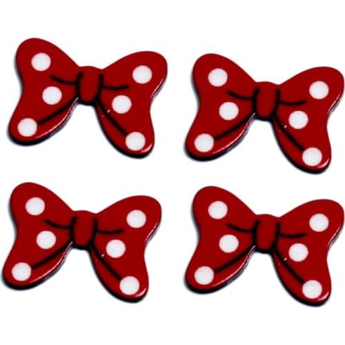 LF 20Pcs Red Bowknot Acrylic Decoration Crafts Beads Flatback Cabochon Scrapbook DIY For Clothes Embellishments Accessories