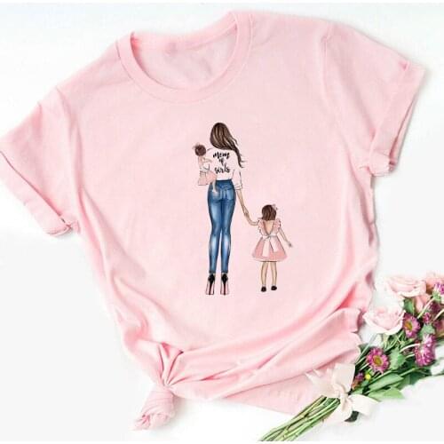 2021 hot sale t shirt femme mother and daughter parent-child clothing cute graphic print women t-shirt summer high quality tops