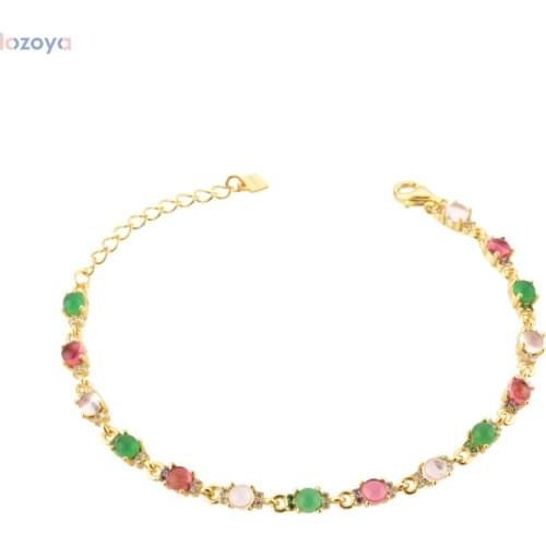 LOZOYA 2021 New 925 Sterling Silver Women Luxury Fine Jewelry Gold Lofoten Island Green Rainbow CZ Chain Bracelet Luxury CZ