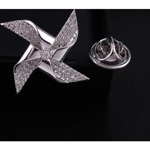 Micro inlays CZ gilt brooch Lapel Pin personality windmill man or lady collar pin fashion ornament jewelry