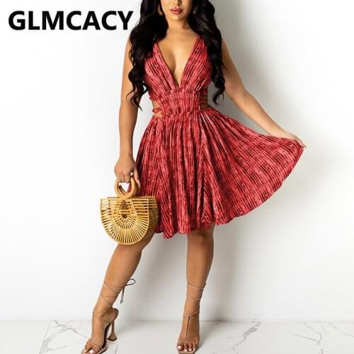 Sleeveless V Neck Sweet Stretch Mini Dress