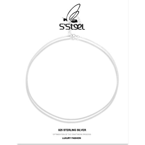 SSTEEL Minimalist Necklcaes 925 Sterling Silver Gift For Women Snake Bone Chain Short Necklace Collares De Plata Fine Jewelry