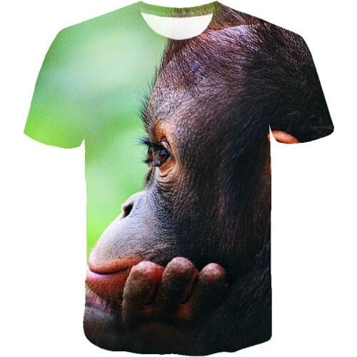 Men Animal t shirt Orangutan Monkey 3D Print Short Sleeve tshirt Men Funny tees tops O-neck 3D Print Summer Clothe 2021 Summer